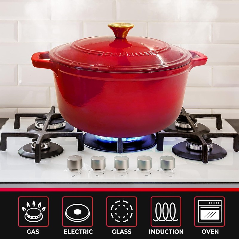 MÜELLERHOME 4.5 QT Enameled Cast Iron Dutch Oven, Heavy-Duty Casserole