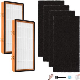 AER.1 HAPF30AS 3-in-1 Smoke Grabber True HEPA Activated Carbon Air Filter Replacement Compatible with Smoke Grabber AER.1 HAPF30AS-U4R Air Purifier - 10" x 4.6" x 1.38", 2 Pack +4 Pre-filter