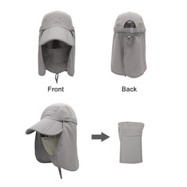 Surblue Quick-Drying Outdoor Cap UV Protection Sun Hats Fishing Hat Neck Face Flap Hat UPF50+ Light Grey