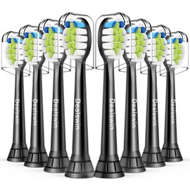Dealswin Compatible Replacement Brushes for Phillips Sonicare Replacement Brush, Regular Size, 8 Pieces, Compatible with Diamond Clean, Easy Clean, Protective Clean, Etc., Black