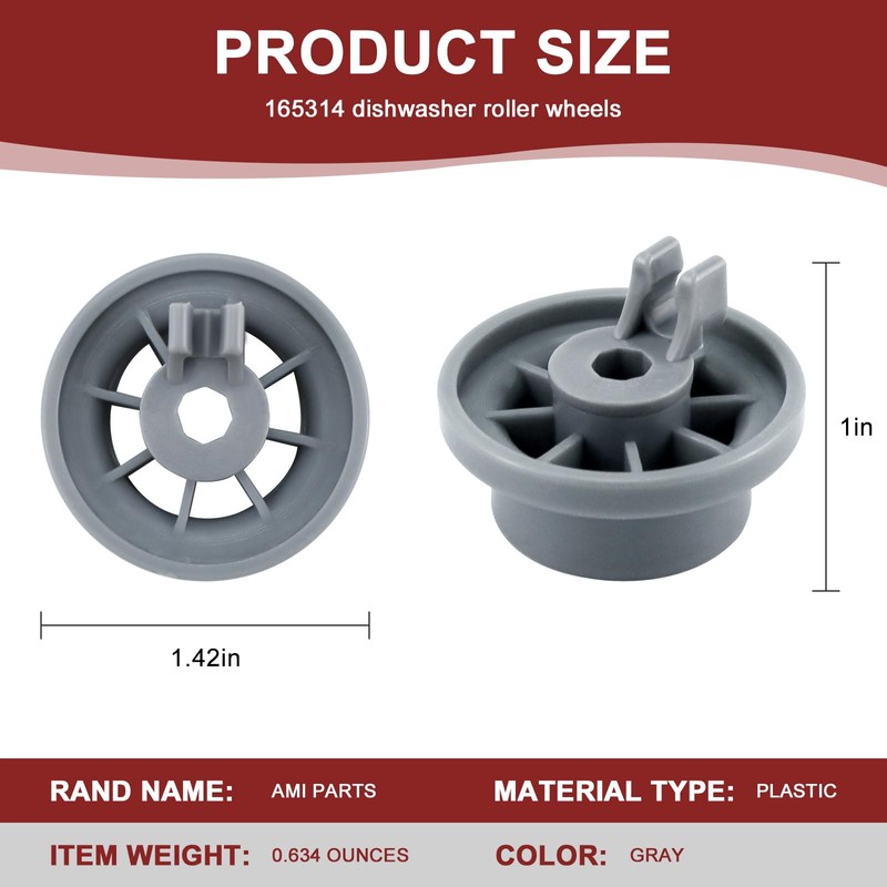 165314 Dishwasher Rack Wheels Fit for Bo-sch Ken-more Dishwasher Wheels