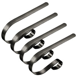 Edoneery Christmas Stocking Holders for Fireplace Mantle with Separate Double-Sided Tapes, 4 Pack Adjustable Non-Slip Metal Stocking Hangers for Mantel Xmas Party Decorations,Brushed Nickel