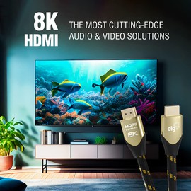 ELG 8K Certified HDMI Cable 2.1 48Gbps 6.6FT/2M,Ultra High Speed 8K@60Hz,4K@120Hz,144Hz,24K Gold,eARC,Ethernet,VRR,TrueHD,DTS-X,Dolby Atmos-TV,Laptop,Gaming Monitor