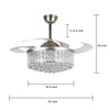 Crystal Chandelier Fan with Light, 42" Modern Fandelier Ceiling Fan