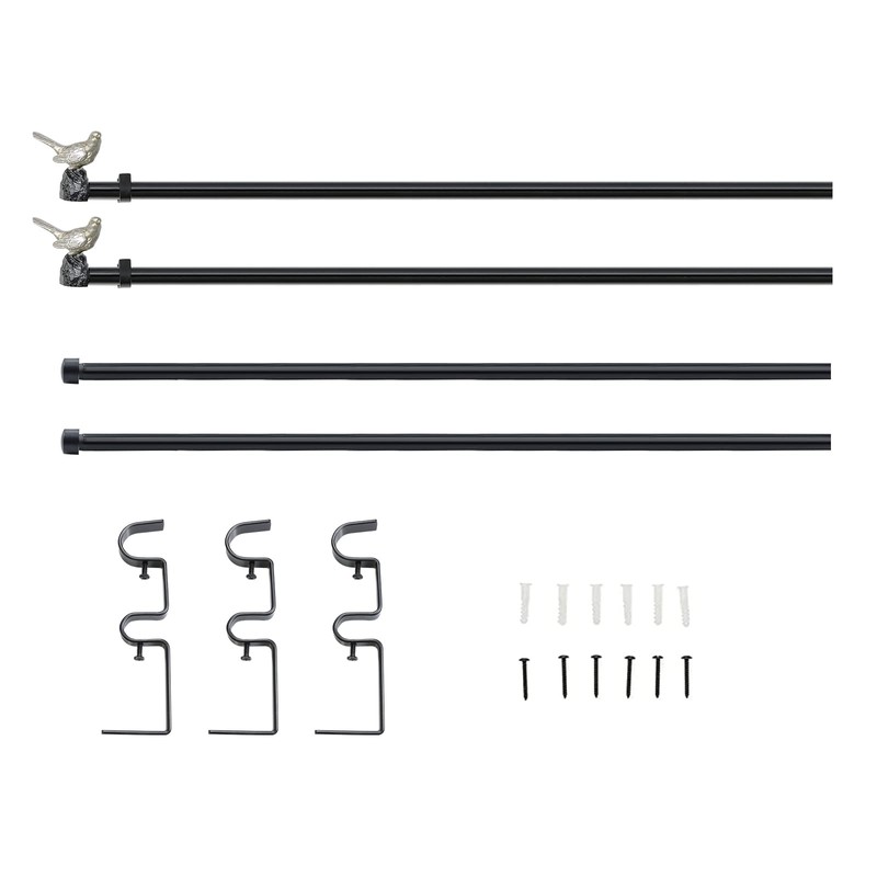 MERIVILLE 1-Inch Diameter Telescoping Double Window Curtain Rod, Pewter Bird