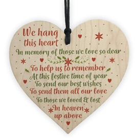 RED OCEAN MUM DAD NAN Memorial Christmas Tree Bauble Wooden Hanging Heart Xmas Decoration Sign