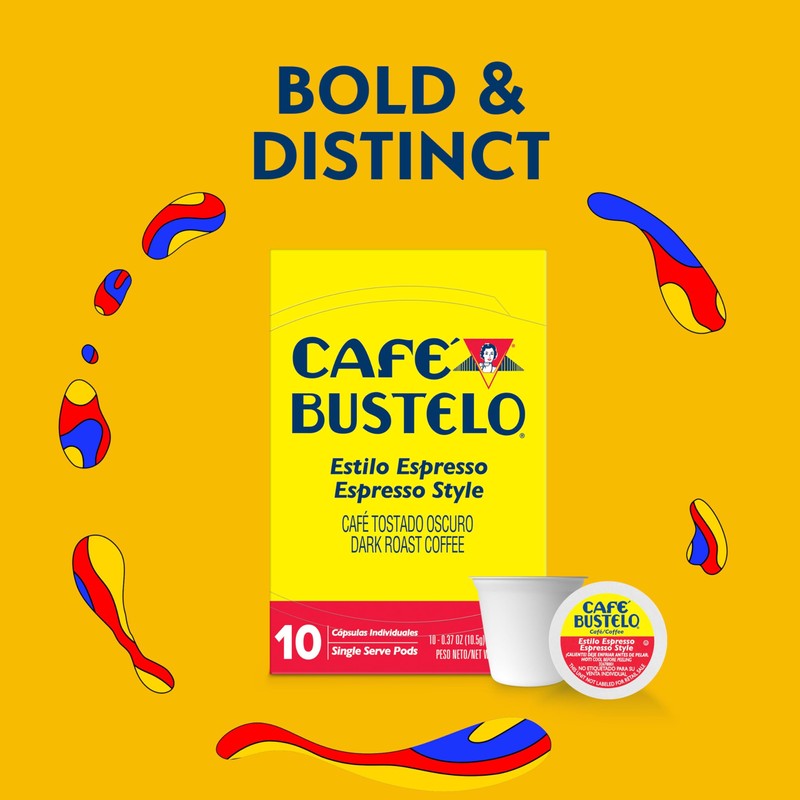 Café Bustelo Espresso Style Dark Roast, Single Serve Coffee Pods,