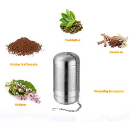 Tootesa Tea strainer, 316 stainless steel tea strainer for loose tea with chain hook, tea filter, fine mesh, reusable tea strainer, stainless steel, hanging on teapots, cups