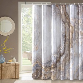 COSEVIER Shower Curtain Marble Texture for Bathroom, Brown Polyester Fabric Waterproof Bathroom Decor,72 x 96 Inch,Extra Long Size