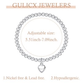 18th Birthday Gifts for Girls, Friendship Gifts for Women Sweet Heart Beaded Charm Stretch Bracelet, Special Presents for Friends Daughter Granddaughter Sister on Birthday Christmas Graduation