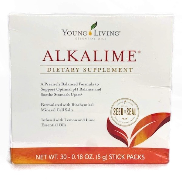 Alkalime Stick Packs 30ct by Young Living Essential Oils - Lime Essential Oils - Dietary Supplement - Gentle on the Stomach - Refreshing Taste of Lemon