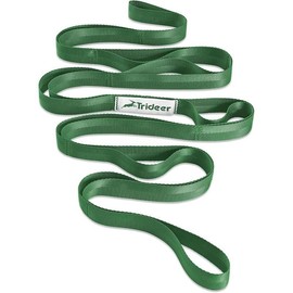 ‌Non-Elastic Yoga Stretching Strap with 10 Loops – Ideal for Pilates, Physical Therapy, and Home Workouts‌ - Colour: Green