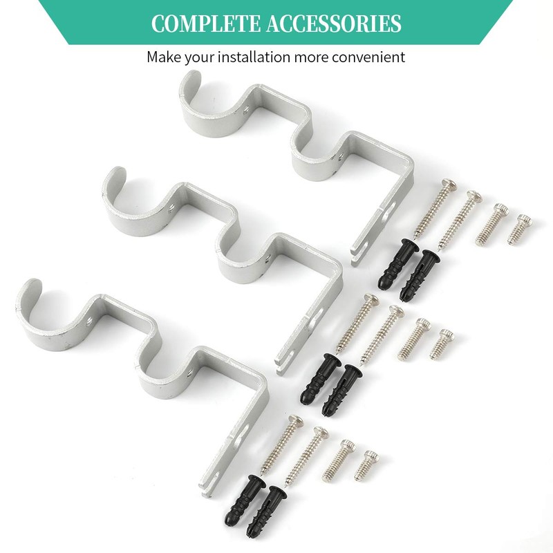 Anndason Heavy Duty Curtain Rod Brackets - Double Rod Holders