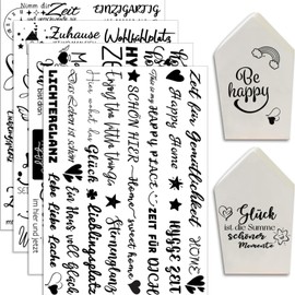 BigCheer Rub On Sticker Transfers 4 Pieces Sayings for Furniture Glass Wood DIY Decorative Rub On Foil Rubons Sticker Home Decoration