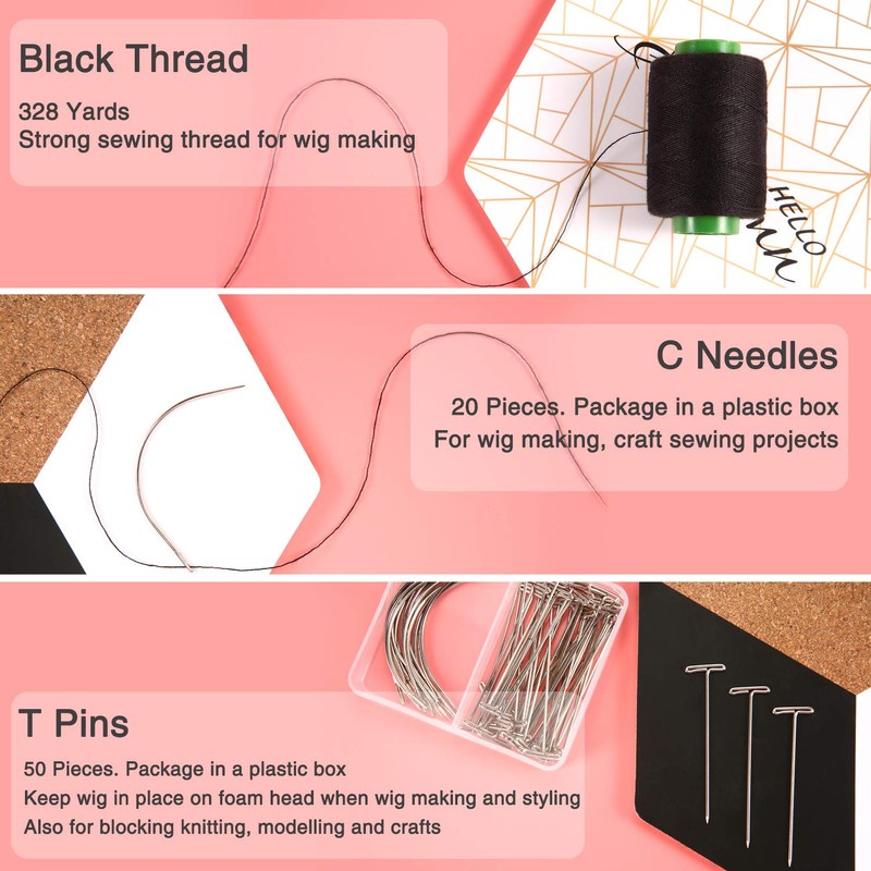 Boao 70 Pieces Wig Making Pins Needles Set, Wig T