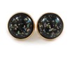 20mm Gold Tone Round Dome Black Resin with Foil Pattern