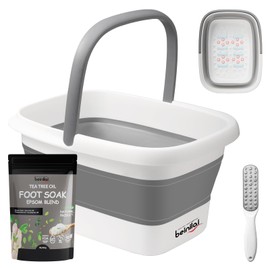 Beinilai Collapsible Foot Bath Kit, Foot Soaking Tub with Handle and Massage Acupoint, Tea Tree Oil Foot Soak with Epsom Salt, and Pedicure Feet File