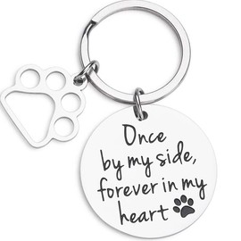 EZB Adorable Dog Puppy Quote Words Keyring | Decorative Paw Keychain Gift Idea for Dog Lovers | Once By My Side, Forever in My Heart