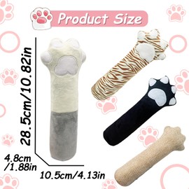 Andiker Cat Toys Cat paw, 10.5 Inches Catnip Toys with Crinkle Sound Soft and Durable, Interactive Cat Kicker Toys for Indoor Kitten with a Sisal Scratcher to scratch and kick (Leopard Print)