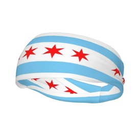 Cute Chicago Flag Running Headbands for Men Women Sports Sweatbands for Basketball Yoga Workout Stretchy Hairband