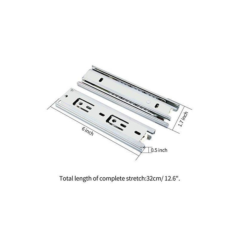 URBEST Ball Bearing Drawer Slides Full Extension 6 Inch Telescopic