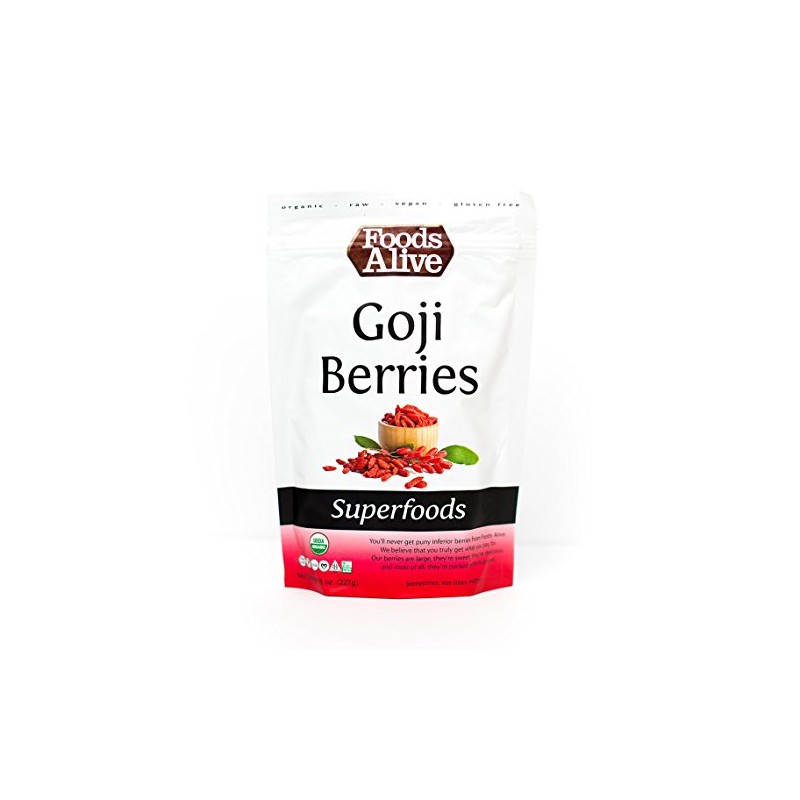 Foods Alive Organic Goji Berries, 8 Ounce Bag
