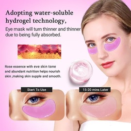 PEAUAMIE Under Eye Patchs Rose Eye Mask for Dark Circles and Puffiness Wrinkle Eye Bags 30 Pairs