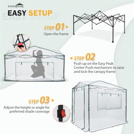 EAGLE PEAK 6x4 Portable Walk-in Greenhouse, Pop-up Indoor Outdoor Garden Green House, Zippered Door and Windows, PE Cover, White