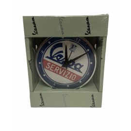 Vespa New Vespa Servizio Blue Wall Clock / Fridge / Desk Retro Look Collectible 4 1/4”