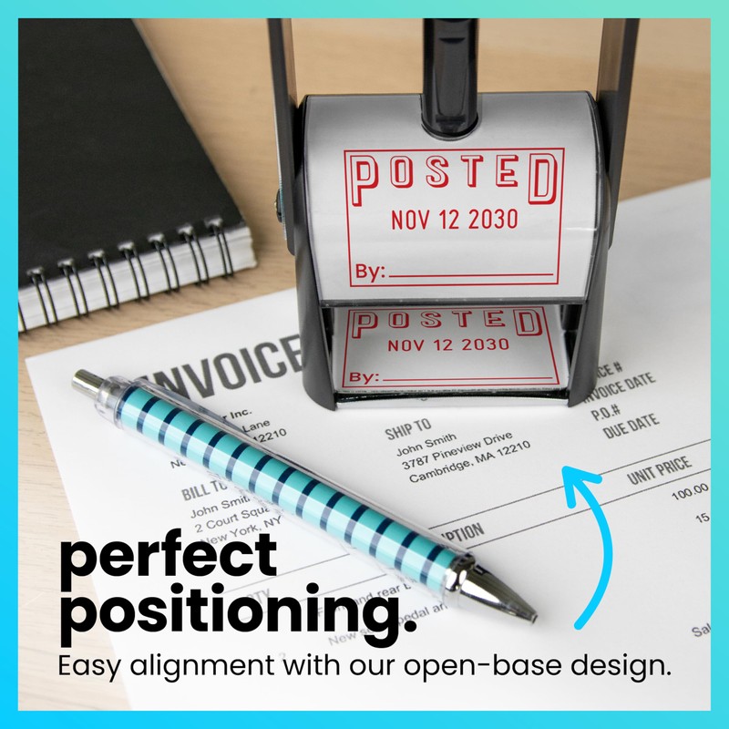 ExcelMark Heavy Duty Self-Inking Date Stamp (Red, Posted)