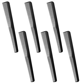 Boao 6 Pieces Tapered Comb Carbon Fiber Salon Hairdressing Fine and Wide Tooth Comb Heat Resistant Tapering Barber Stylist Cutting for Men Women(Black)