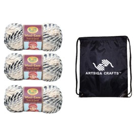 Lion Brand Wool Ease Thick & Quick Moonlight 640-609 (3-Skeins - Same Dye Lot) #6 S Bulky Acrylic-Wool Yarn for Crocheting and Knitting with Project Bag