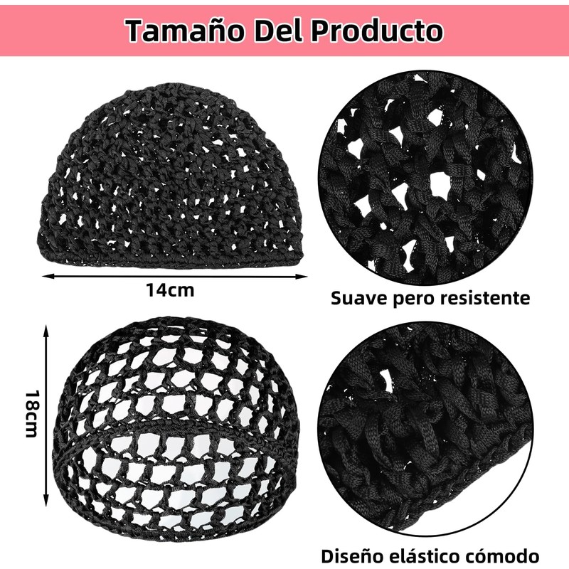 THJOPOKEEL 4 Redes de Malla para Cabello, Gorros de Dormir