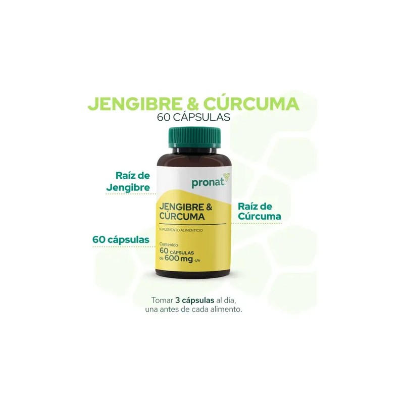 Suplemento Jengibre Curcuma (60 Caps) - Pronat