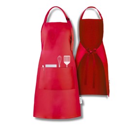 Viamart® Kitchen Apron - Gastro Quality - Unisex - Washable at 60 °C, RED, One size fits all