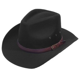 Mens Cotton Cowboy Hat Wide Brim (UK, Numeric, 7 1/8, Black)