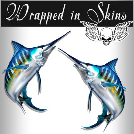 Wrapped in Skins Striped Marlin Decals Fish Stickers Fishing Decals Vinyl Graphics AFP-0075 - 3" Long