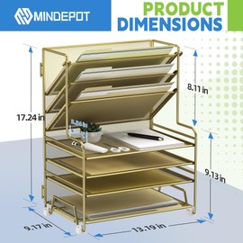 MINDEPOT Desk Organizer Paper Tray, Desktop File Folder Sorter Holder for A4 Letter-Size Paper Document Organization for Office Home School Classroom (4+3 File Organizer)