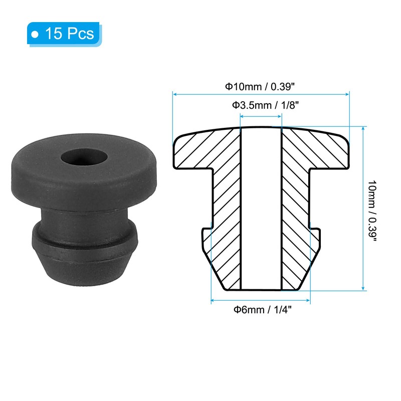 PATIKIL 6mm / 1/4" Drill Hole 1/8" ID Rubber Grommets