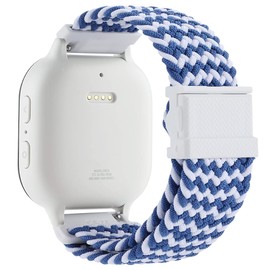 Wellfit Stretchy Braided Gizmo Watch Band Replacement - Magnetic Buckle, Adjustable Length, Breathable, Quick Release Spring Bars - Blue White