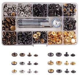 INNETOC 120 Sets 12mm 1/2" 6 Color Eco-friendly Leather Snap Fasteners Kit with 4 Tools,Snaps for Leather DIY. (6 color, 12mm Brass)