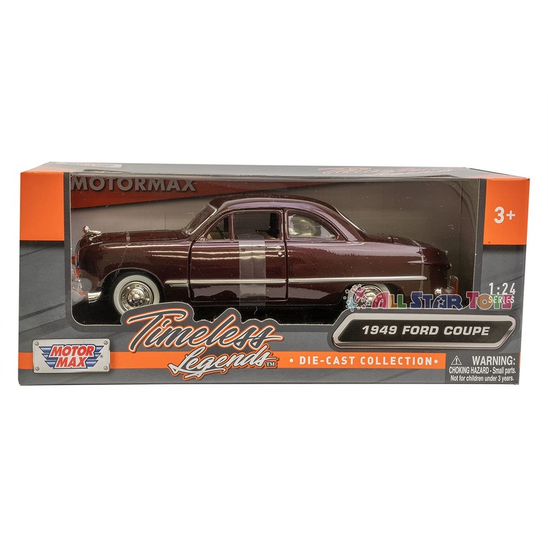 1949 Ford Coupe, Burgundy - Motormax Premium American 73213 -