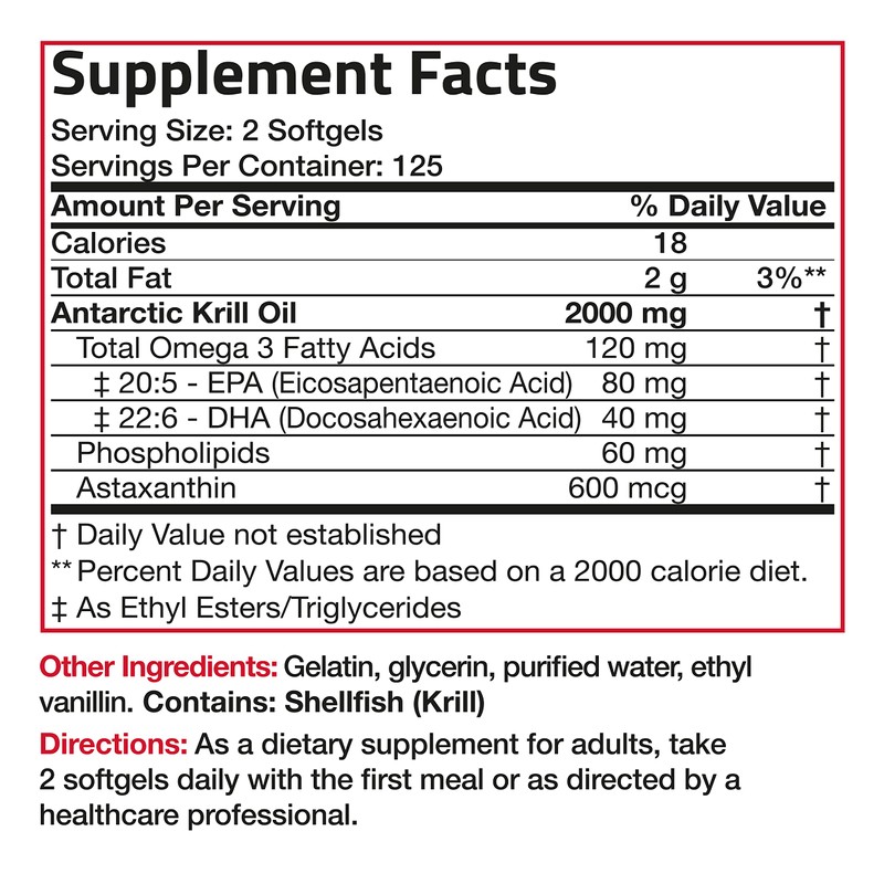 Bronson Antarctic Krill Oil 2000 mg with Omega-3s EPA, DHA,