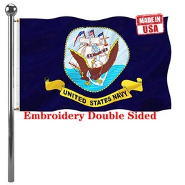 Jayus Embroidery Double Sided Navy Flag 3x5 Ft- United States Naval Military Flag- USNA Army Flags with 2 Brass Grommets Banner and UV Fade Resistant