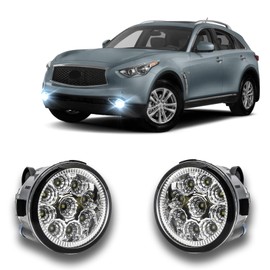 qobsos LED Fog Light For Infiniti QX70 2014-2017 Pair Bumper Fog Light Driving Lamp Replacement Fog Light Assemblies,55W 6000k White,Plug and Play,Pack of 2