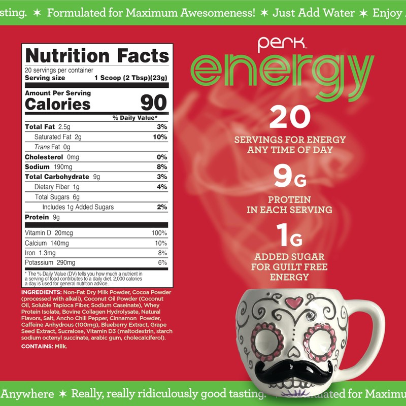 Perk Energy Original Mexican Hot Chocolate 20 Servings - Gluten