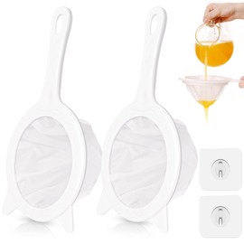 Prebarfun 400/300 Mesh Sieve Filter, Fine Sieve, Fine Sieve with Handle, Strainer, Nylon Sieve, Kitchen Sieve, Fine Mesh Sieve for Juice, Coffee, Milk