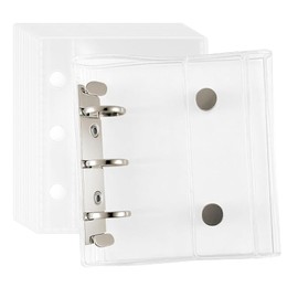 TIANTHH Clear Sticker Book, Transparent Type, Three-Hole Clear Album Bag, 20-Piece Sticker Book, Sticker Notebook, A8 Size, Ring Binder, Notebook, Album, PVC Material, Wear-Resistant and