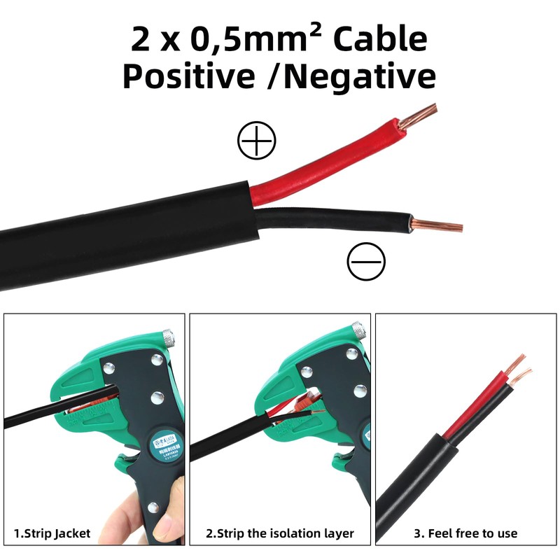 Qiping Flat 2 Core Cable Twin Red/Black Copper Trailer Caravan