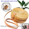 Kbinter Handwoven Round Rattan Straw Bag for Women Shoulder Leather